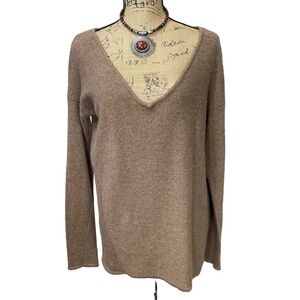 Love Stitch Wool Angora Sweater V Neck Mocha Brown Size Medium